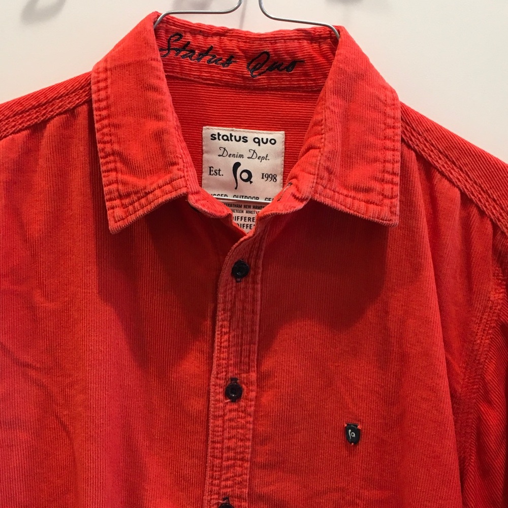 Status Quo Orange Corduroy Men's Shirt Large Button Up Designer Quality India